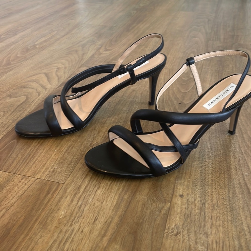 Strappy black heeled sandal